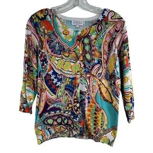 Joseph A. Pastel Paisley Cardigan Sweater, PS